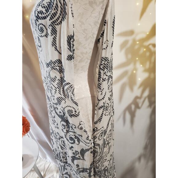 Alberto Makali Swirl Print Dip Dye Cotton Maxi Dress Size L Sleeveless Light - Picture 7 of 11